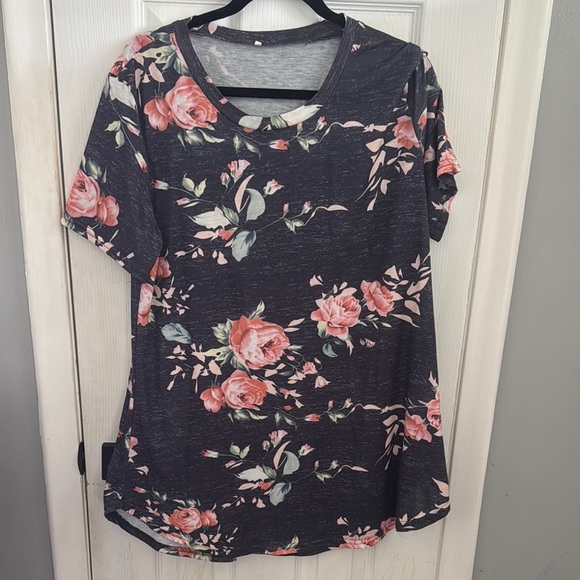 Floral Women's Top - Pink and Blue - Picture 1 of 6